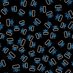 Obraz premium Line Lighthouse icon isolated seamless pattern on black background. Vector