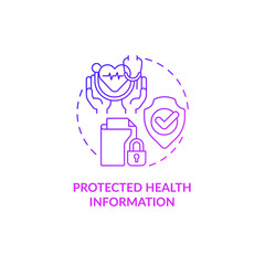 Protected health information purple gradient concept icon. Sensitive data type abstract idea thin line illustration. Isolated outline drawing. Roboto-Medium, Myriad Pro-Bold fonts used