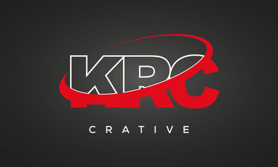 KRC creative letters logo with 360 symbol vector art template design