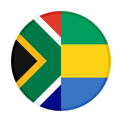 round icon with south africa and gabon flags. vector illustration isolated on white background