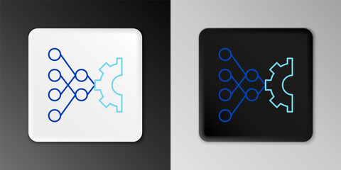 Line Neural network icon isolated on grey background. Artificial intelligence AI. Colorful outline concept. Vector