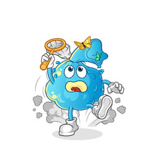 fever compress catch butterfly illustration. character vector