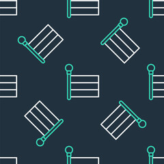 Line Flag icon isolated seamless pattern on black background. Location marker symbol. Vector