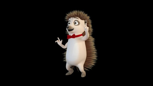 Hedgehog dancing a funny dance around him