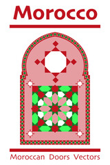 Beautiful Moroccan Mosque Doors With Pattern Design and islamic geometry Vectors