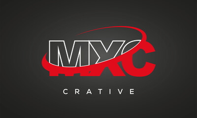 MXC creative letters logo with 360 symbol vector art template design