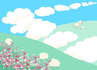 Illustration for a children's book. Sun and clouds