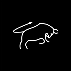 logo line bull , logo bull line , bull line art outline monoline linear logo vector icon