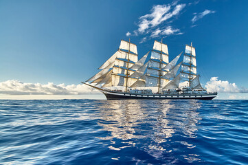 Obraz na płótnie Canvas Sailing ship under sail. Sailing. Cruises. Yachting