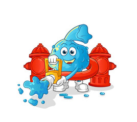 fever compress firefighter vector. cartoon character