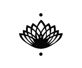 Blooming lotus on a white background. Silhouette. Vector illustration.
