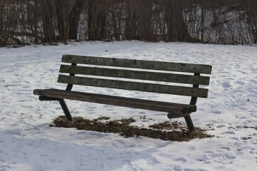 bench in the snow