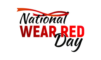 National wear red day isolated on white background. Raster illustration for February 2 date holiday. Great for invitation, card, product packaging, header, poster, label, banners, brochure, wallpaper 