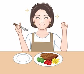 食事中の主婦