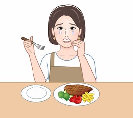 食事中の主婦