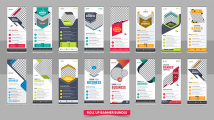 Creative business agency roll up banner design or pull up banner template Bundle - obrazy, fototapety, plakaty