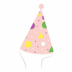 Colorful party hat. Flat icon. Accessory of the birthday element Vector illustration