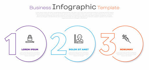 Set line Lock picks for lock picking, Suspect criminal and Syringe. Business infographic template. Vector
