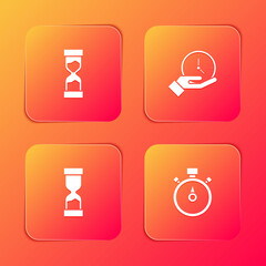 Set Old hourglass, Clock, and Stopwatch icon. Vector