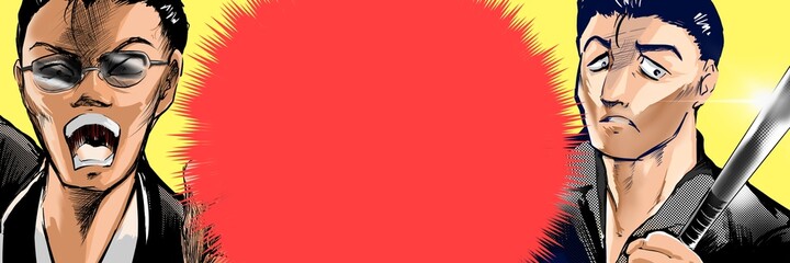 少年漫画強面借金取立てヤクザの恐喝イラスト