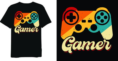 Gamer Retro Vintage Distressed T-Shirt Design