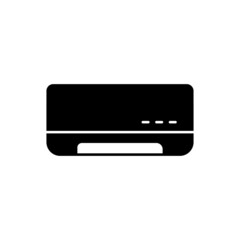 air conditioning indoor unit icon in black flat glyph, filled style isolated on white background