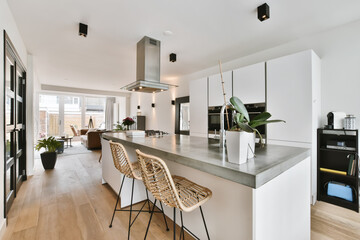 Lovely kitchen with black doors in a minimalist style