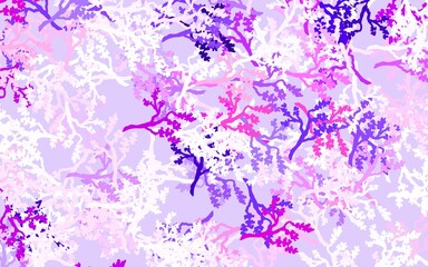 Fototapeta na wymiar Light Purple vector abstract background with leaves, branches.