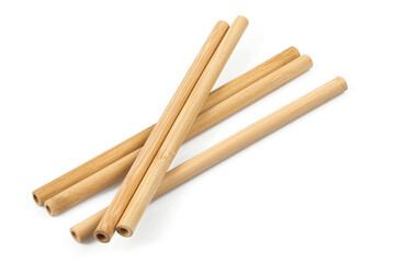 bamboo straws isoalted on white background