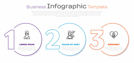 Set line Muslim woman in hijab, Love yourself and Heart with female. Business infographic template. Vector