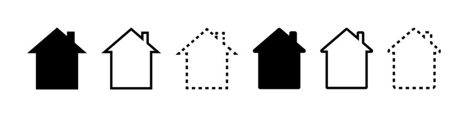 House vector icons. House in different styles. Home silhouette. Logo home. Vector illustration