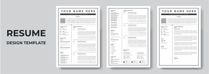 Clean Modern Resume and Cover Letter Layout Vector Template for Business Job Applications, Minimalist resume cv template, Resume design template, cv design, multipurpose resume design