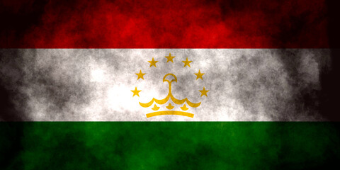 Closeup of grunge Tajik flag
