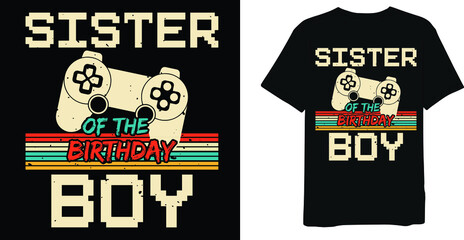 Sister Of the Birthday Boy  Vintage Distressed T-Shirt Design