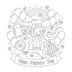 Saint patrick's day illustration in doodle or outline style