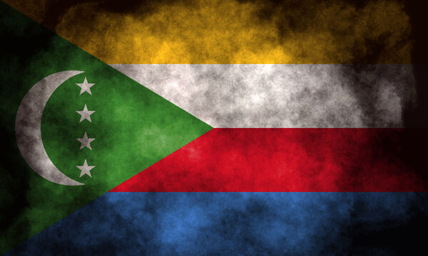 Closeup of grunge Comoros flag