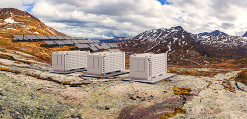 Obraz na płótnie Canvas solarfield with battery storage