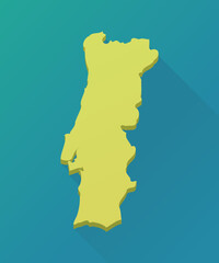 Yellow Portugal map on a blue background (flat design)