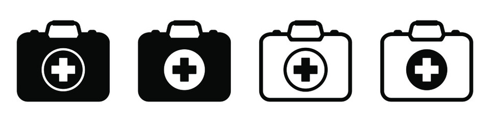 First aid box icon, medical briefcase icon vector isolated
