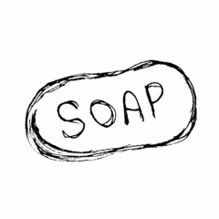 freehand drawn black and white cartoon bar of soap