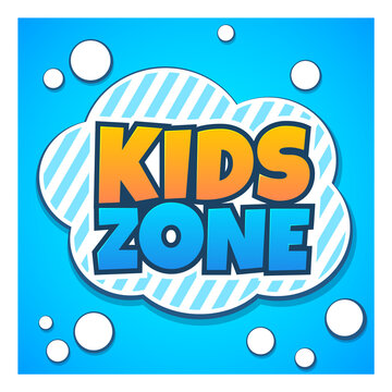 Kids zone label. Children game park logo