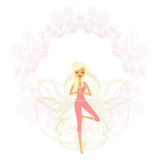 woman in a traditional yoga pose - artistic banner