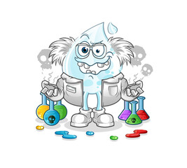 milk drop mad scientist illustration. character vector