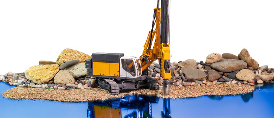 Powerful hydraulic drilling rig. Device of bored piles. Pile foundations. Soil strengthening for...
