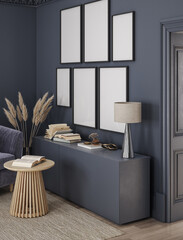 Naklejka premium Mock-up frame in home interior background, 3d render