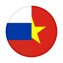round icon with russia and vietnam union flags. vector illustration isolated on white background