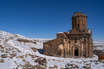 Tigran Church, Ani ruins in winter season. Kars, Turkey