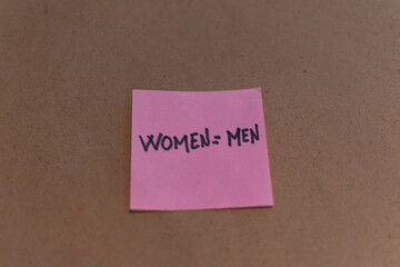 Pink feminist poster with brown background