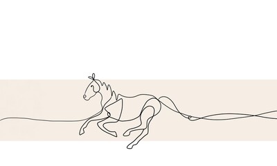 Horse continous line art drawing