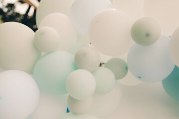 white and blue balloons